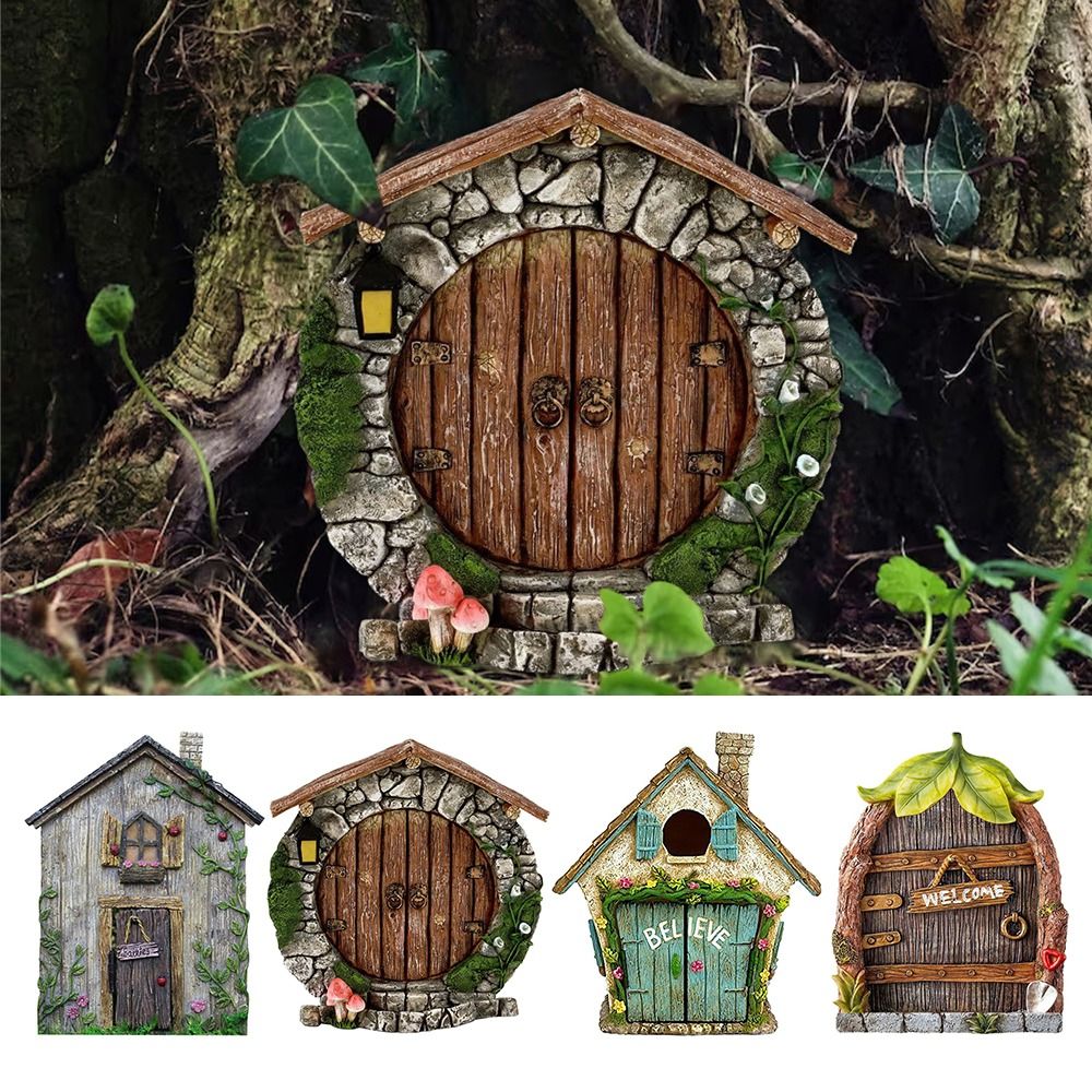 Kids Outdoor Fairy Garden - Diseño grabado en miniatura de madera,