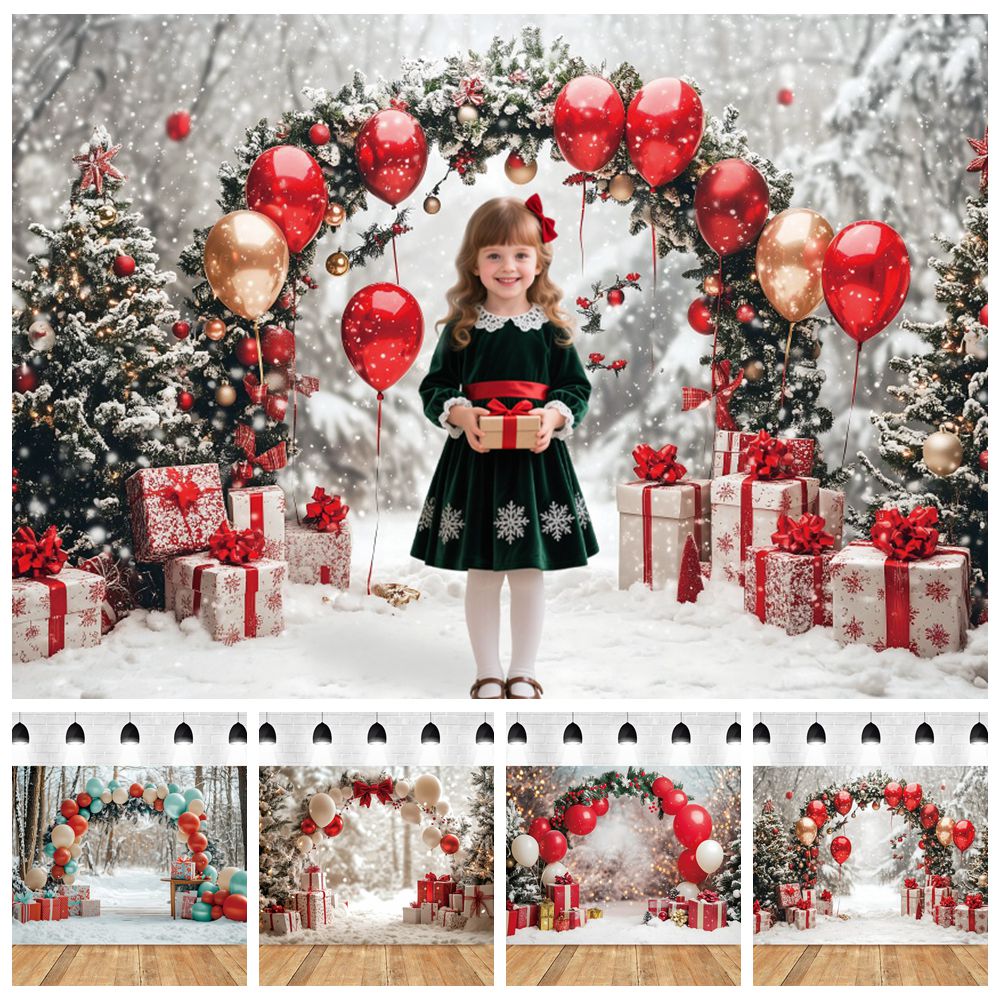 Kids Outdoor Xmas Gifts - Fondo de fotografía de Navidad de