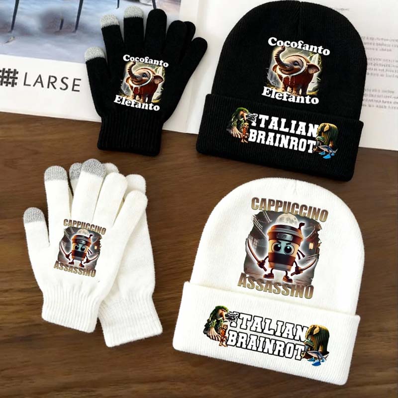 Kids Outdoor Xmas Gifts - Gorro tejido con animales de Brainrot