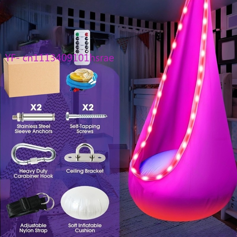 Kids Outdoor Hammock Chair - Hamaca Inflable LED Brillante, Silla Colgante