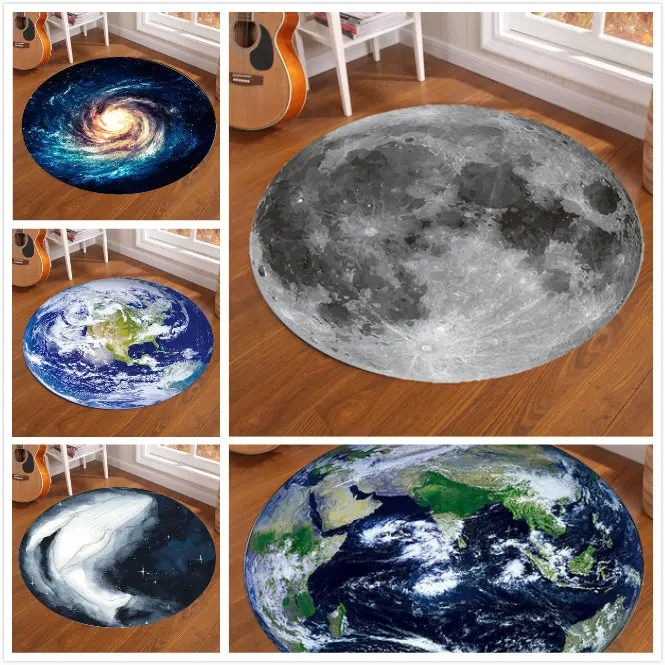 Kids Outdoor Mat - Alfombra redonda de galaxia, tierra y