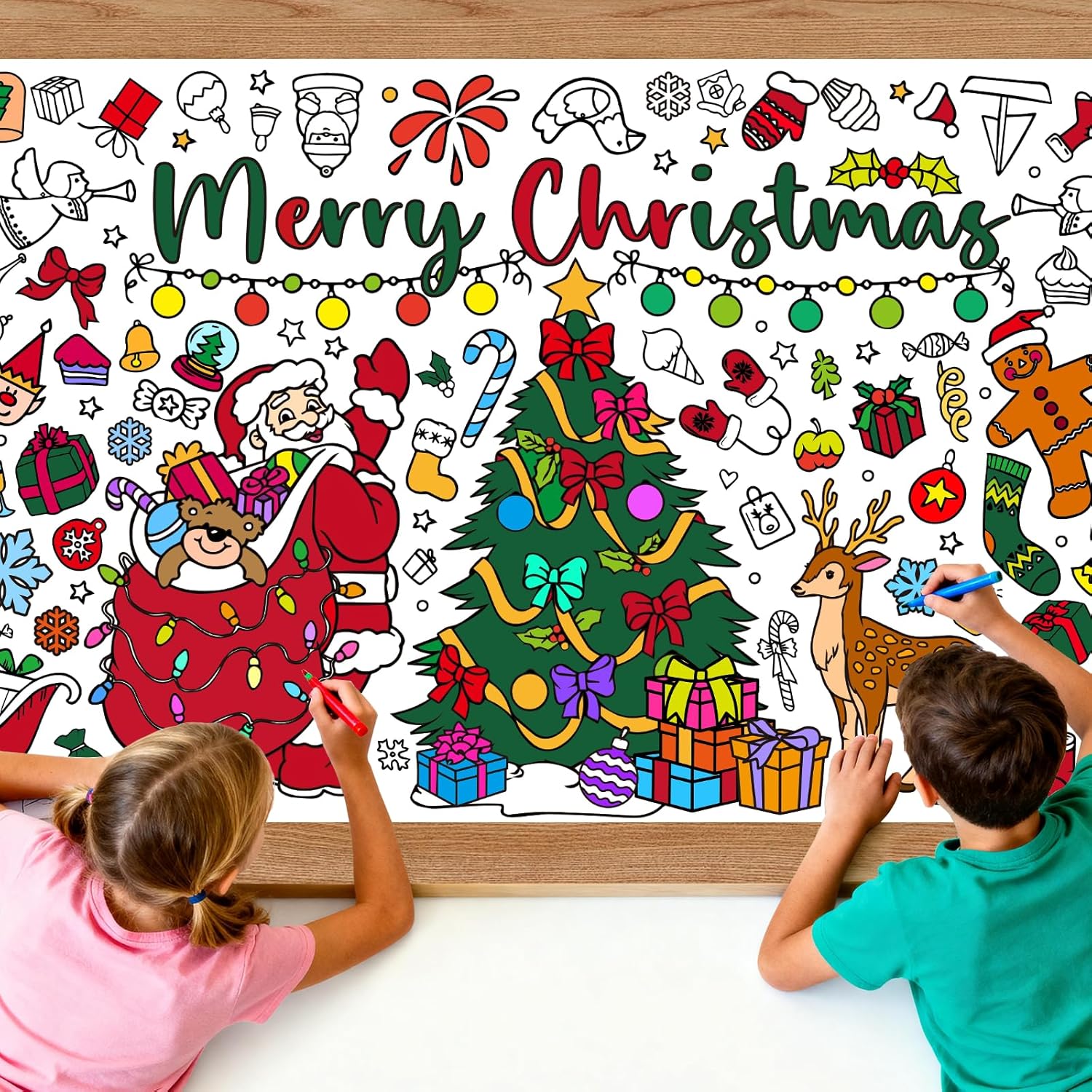 Kids Outdoor Xmas Gifts - Póster para colorear gigante de Navidad,