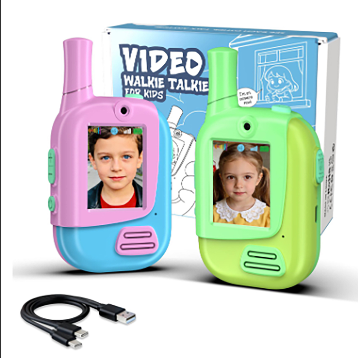 Kids Indoor Outdoor Games - Paquete de 2 Walkie Talkies Recargables