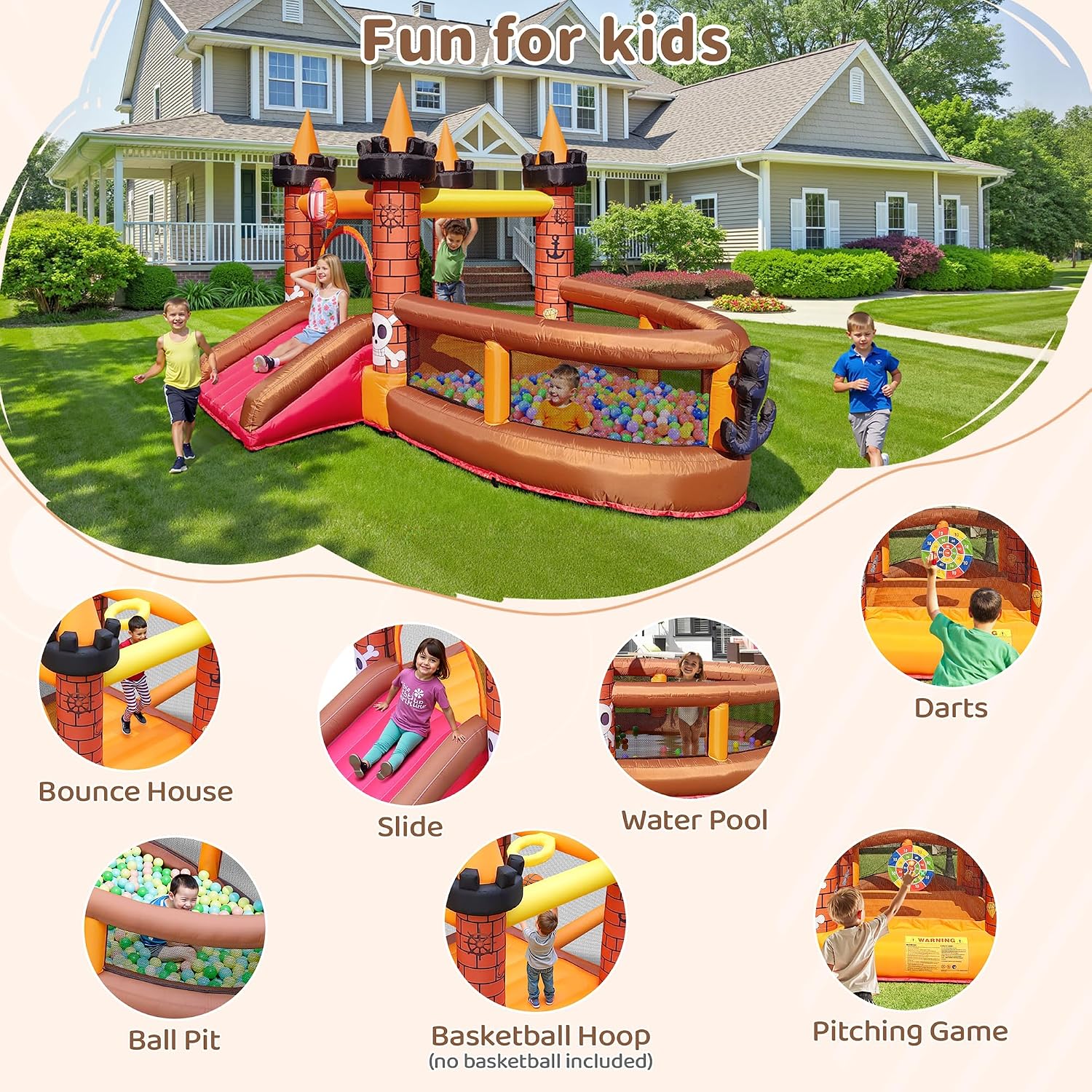 Casa Inflable para Niños de 3  - Kids Outdoor Jump House reseña y precio