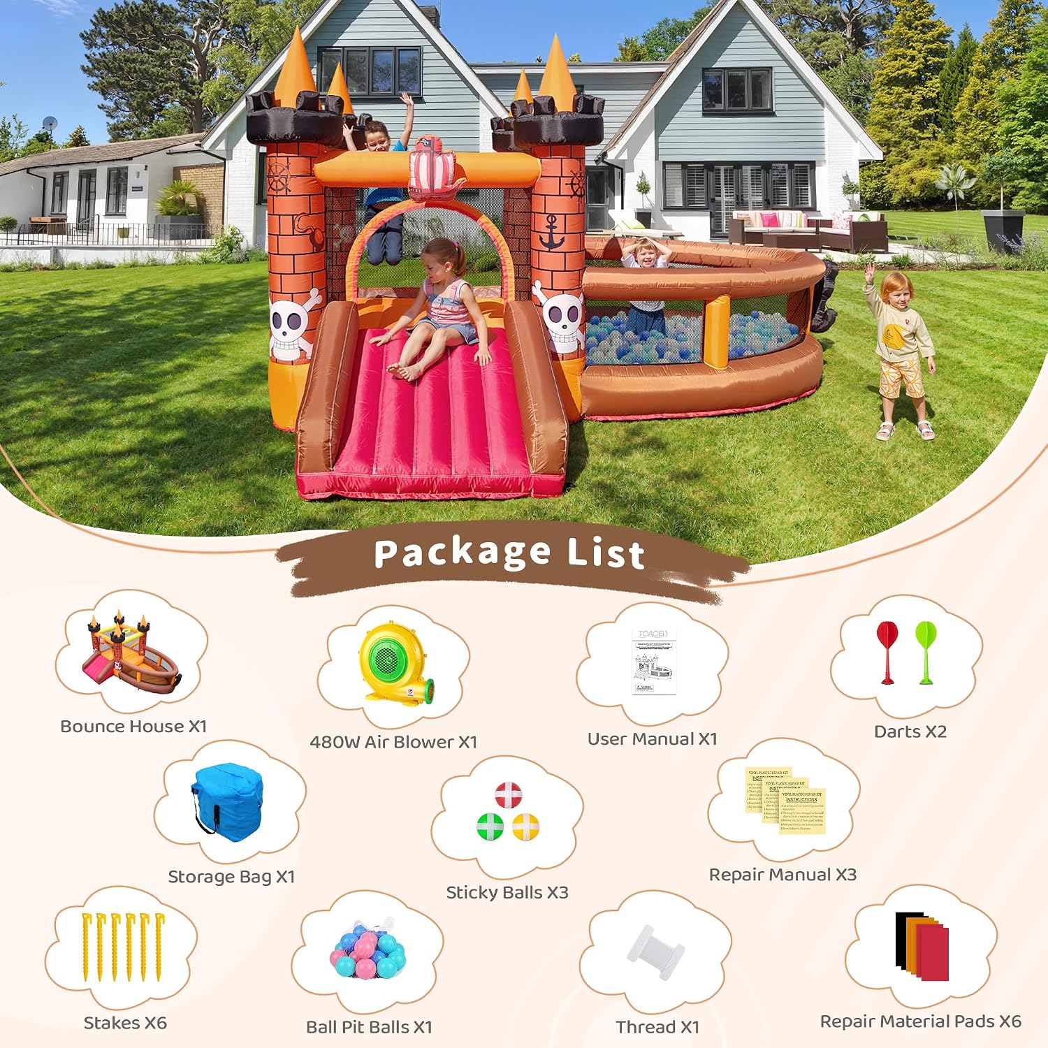Casa Inflable para Niños de 3  - Kids Outdoor Jump House reseña y precio