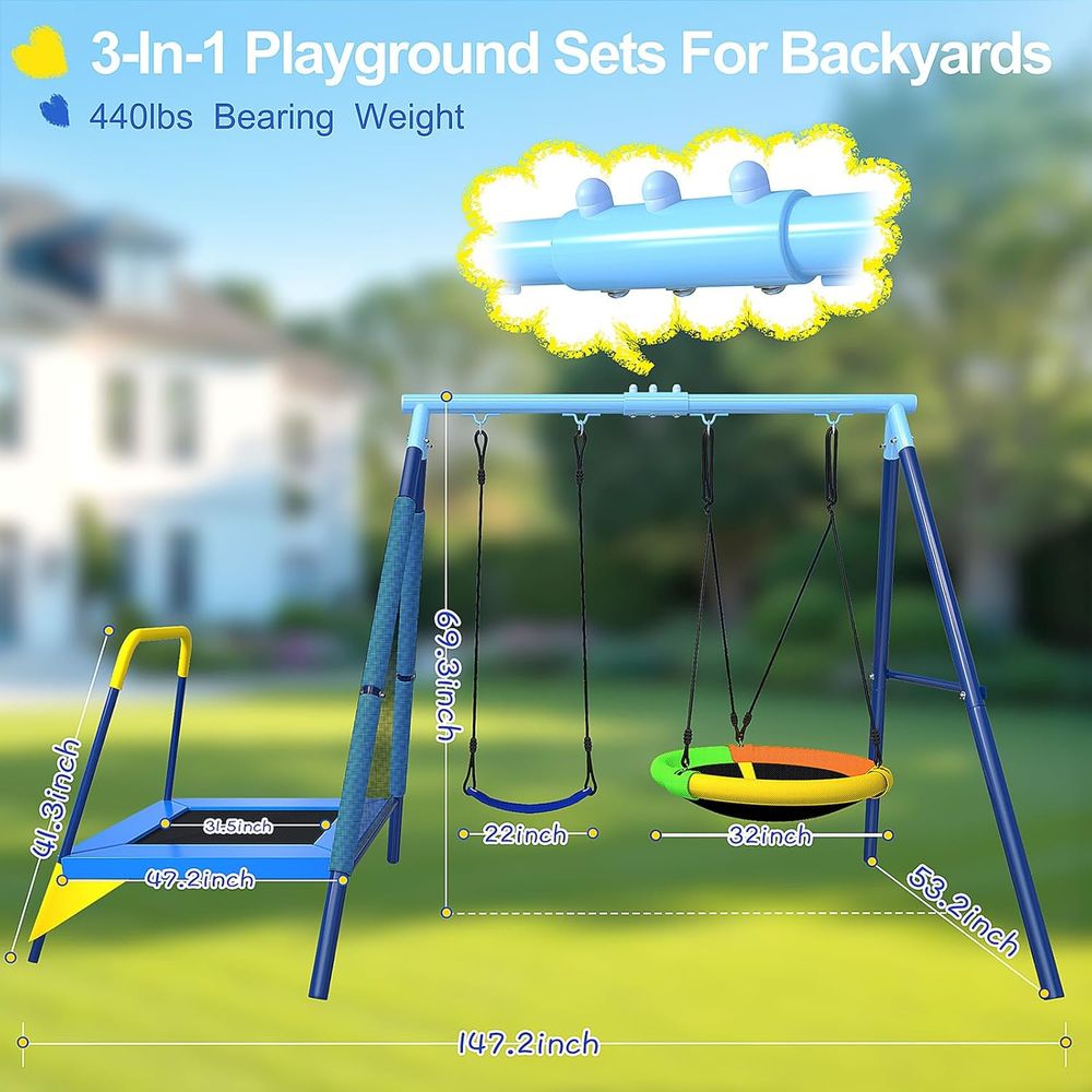 Columpio 3 en 1 para niños con - Kids Outdoor Zone reseña y precio