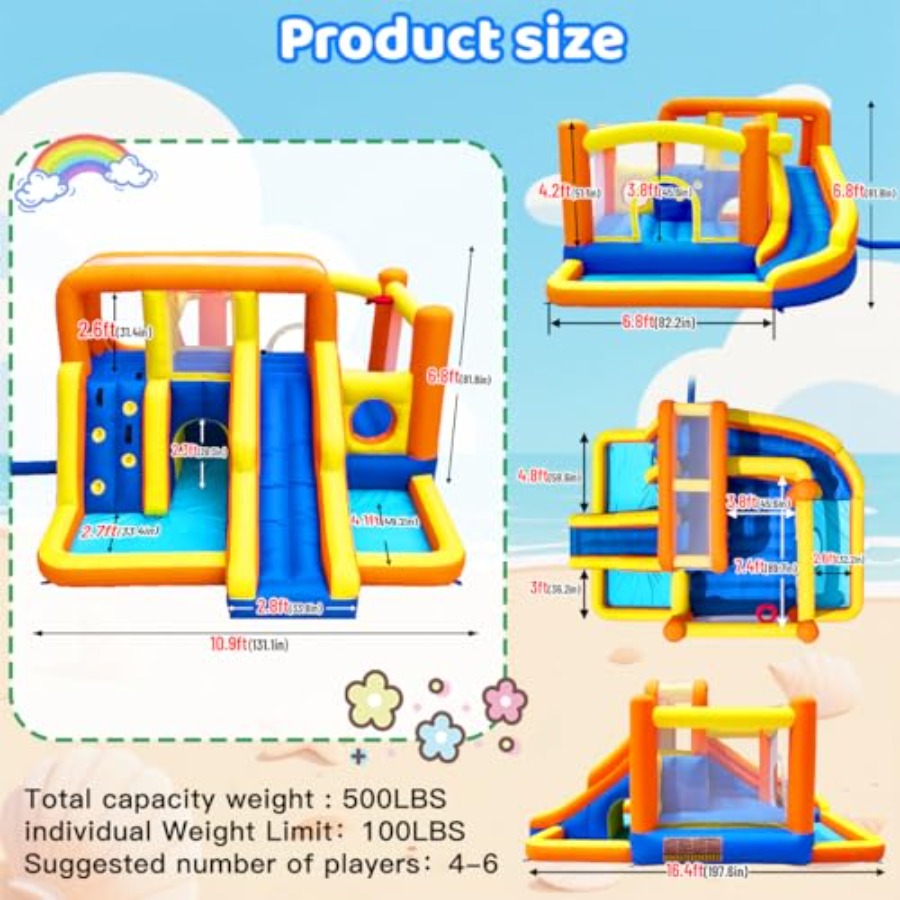 Combo de tobogán acuático y ca - Kids Outdoor Zone reseña y precio