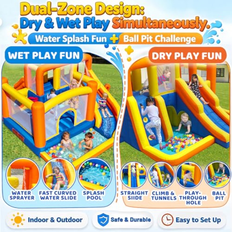 Combo de tobogán acuático y ca - Kids Outdoor Zone reseña y precio