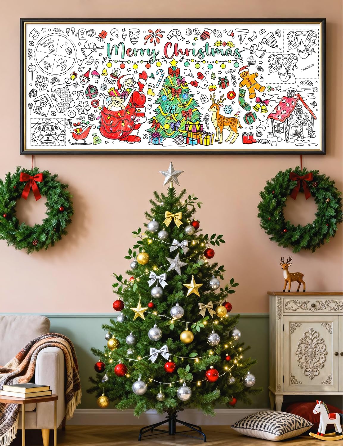 Póster para colorear gigante d - Kids Outdoor Xmas Gifts reseña y precio